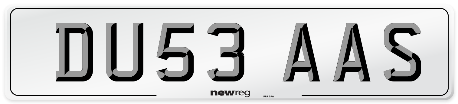 DU53 AAS Number Plate from New Reg